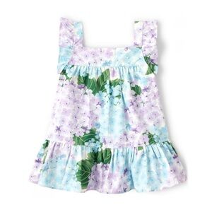 NWT Gymboree Blue & Purple Floral Flutter Sleeve Cotton Peplum Top Girls 5T NEW